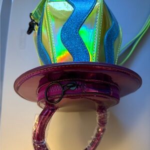 Colorful Iridescent ring pop purse with Blue green and purple Accents